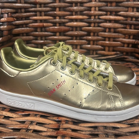 Adidas Originals Stan Smith Metallic Gold Sneakers Mens Size 6.5 men /women’s 8 - Picture 6 of 10
